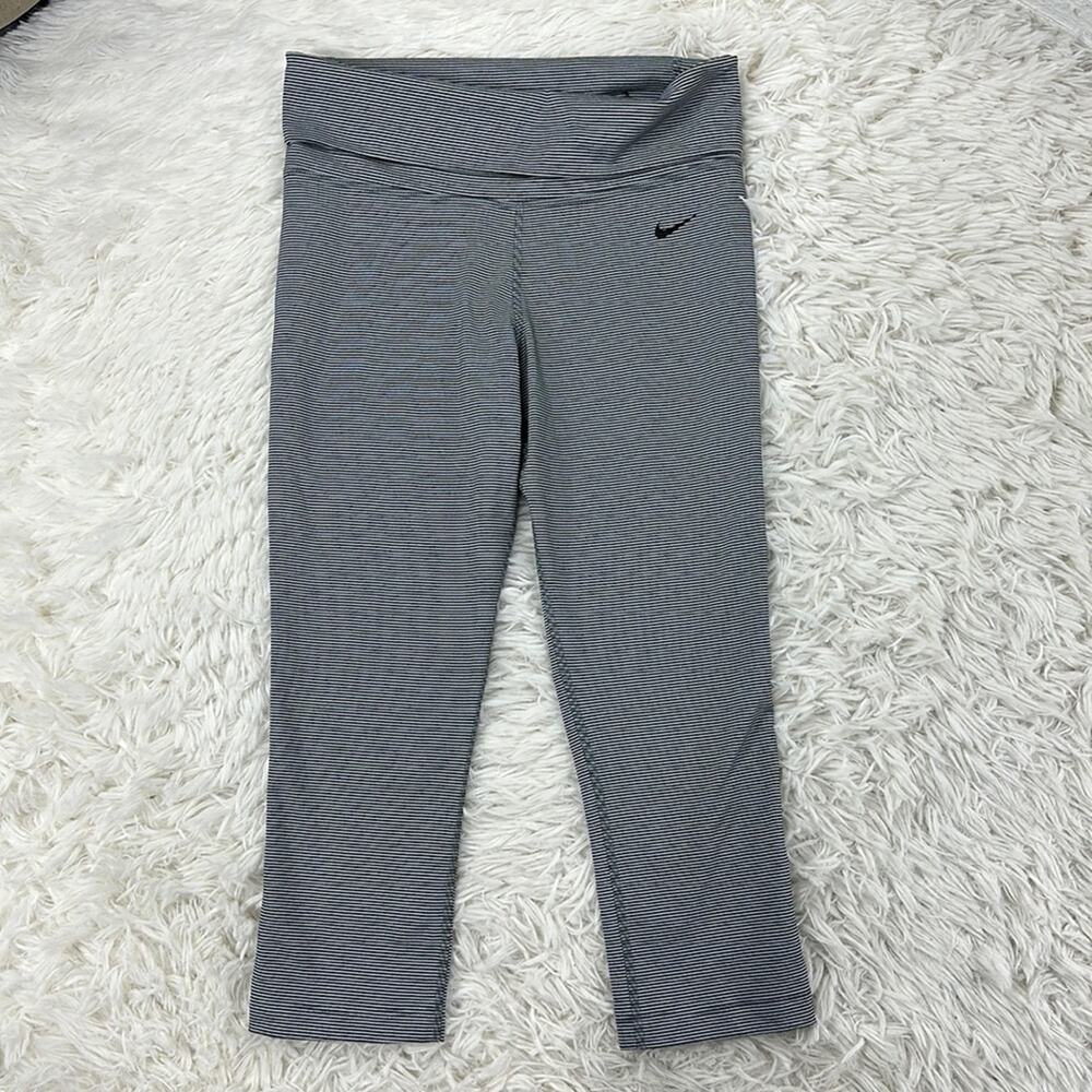 Nike Hyper Stripe Crop Yoga Leggings White Black